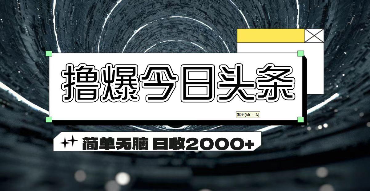 撸爆今日头条 简单无脑操作 日收2000+-木白网创