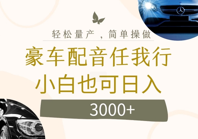 不为人知的暴力小项目，豪车配音，日入几张【揭秘】-木白网创