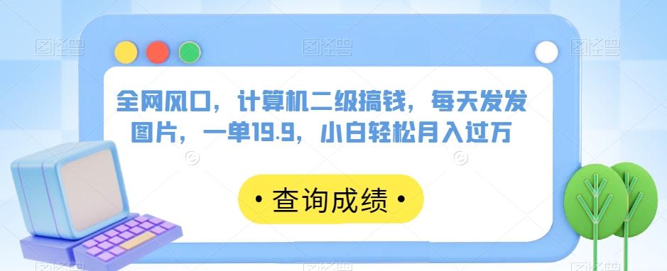 全网风口，计算机二级搞钱，每天发发图片，一单19.9，小白轻松月入过万【揭秘】-木白网创