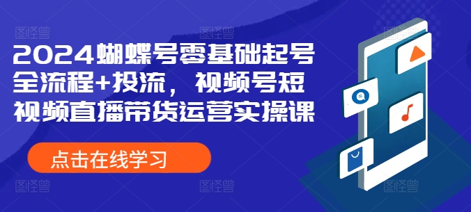 2024蝴蝶号零基础起号全流程+投流，视频号短视频直播带货运营实操课-木白网创