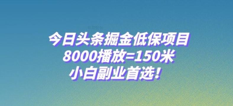 今日头条掘金低保项目，8000播放=150米，小白副业首选【揭秘】-木白网创