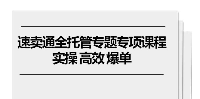 速卖通 全托管专题专项课程，实操 高效 爆单(11节课-木白网创