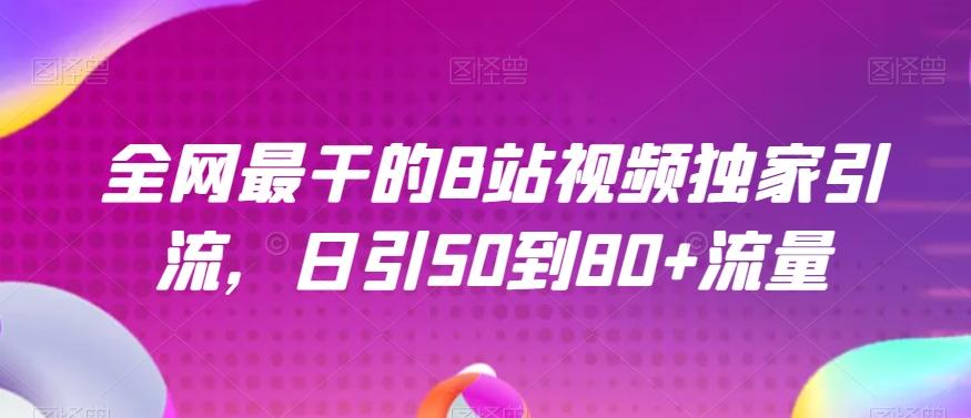 全网最干的B站视频独家引流，日引50到80+流量【揭秘】-木白网创