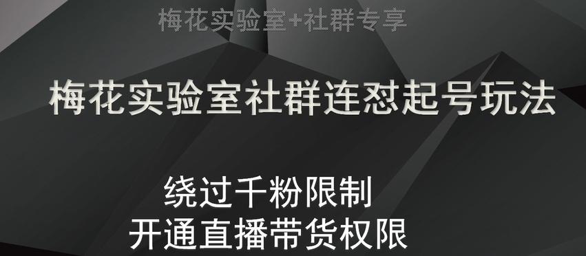 梅花实验室社群连怼起号玩法，视频号绕过千粉限制，开通直播带货权限【揭秘】-木白网创