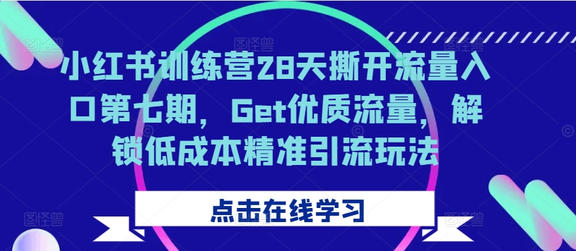 小红书训练营28天撕开流量入口第七期，Get优质流量，解锁低成本精准引流玩法-木白网创