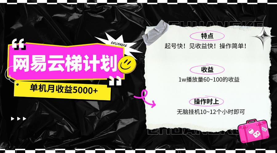 (10063期)最新网易云梯计划网页版，单机月收益5000+！可放大操作-木白网创