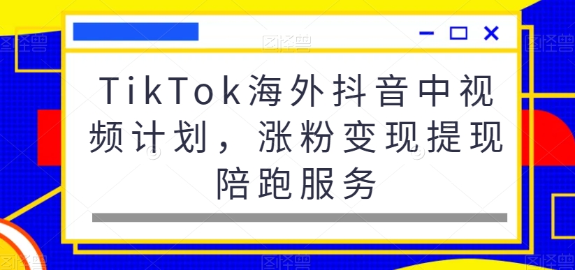 TikTok海外抖音中视频计划，涨粉变现提现陪跑服务-木白网创
