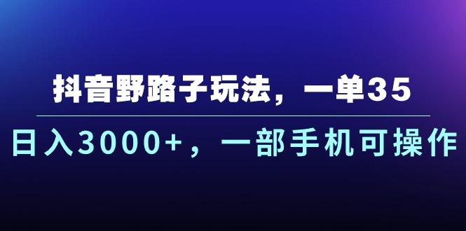 抖音野路子玩法，一单35.日入3000+，一部手机可操作-木白网创