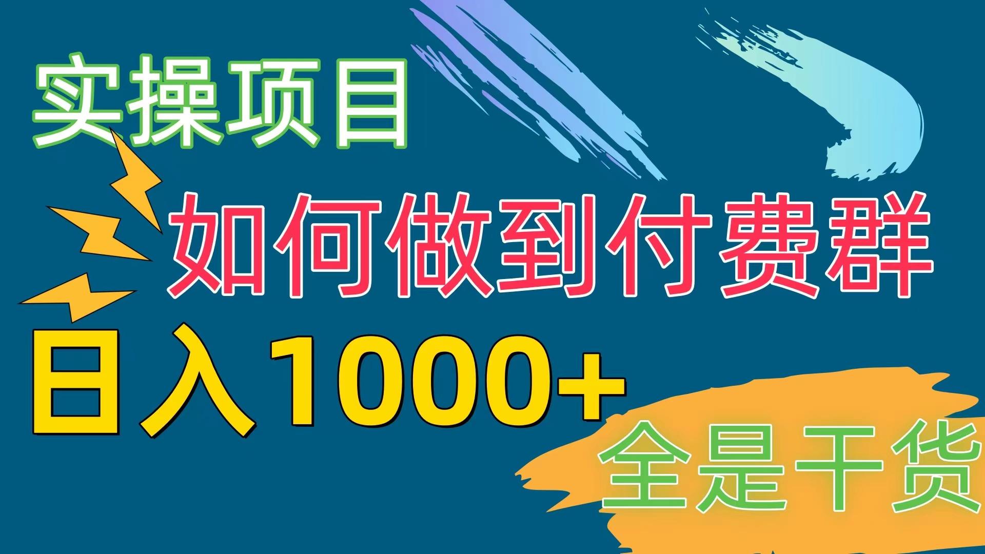 [实操项目]付费群赛道，日入1000+-木白网创