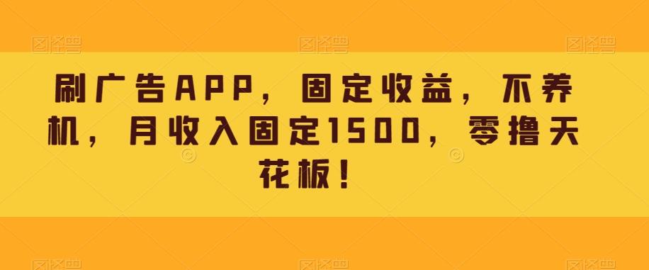 刷广告APP，固定收益，不养机，月收入固定1500，零撸天花板！-木白网创
