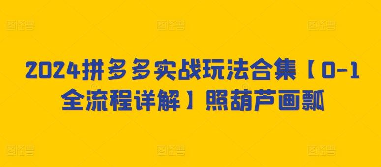 2024拼多多实战玩法合集【0-1全流程详解】照葫芦画瓢-木白网创