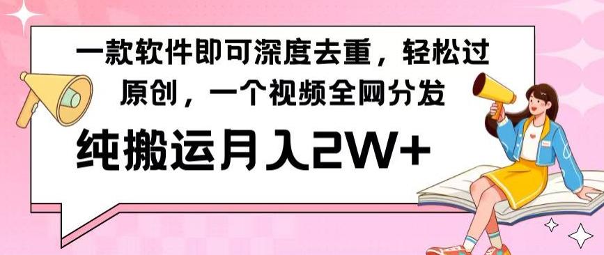 一款软件深度去重，轻松过原创，一个视频全网分发，纯搬运月入2W+-木白网创