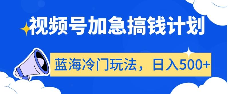 视频号加急搞钱计划，蓝海冷门玩法，日入500+【揭秘】-木白网创