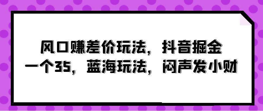 (10022期)风口赚差价玩法，抖音掘金，一个35，蓝海玩法，闷声发小财-木白网创