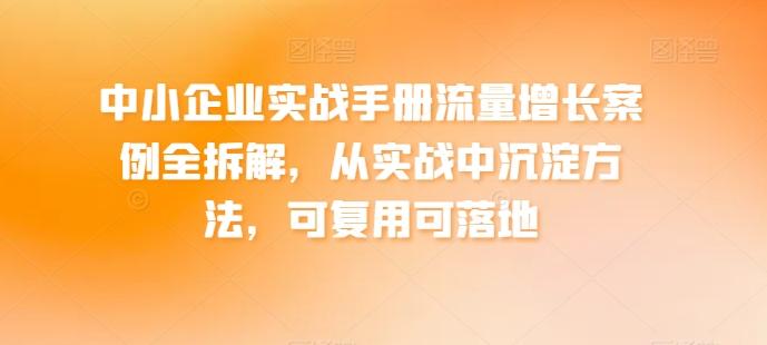 中小企业实战手册流量增长案例全拆解，从实战中沉淀方法，可复用可落地-木白网创