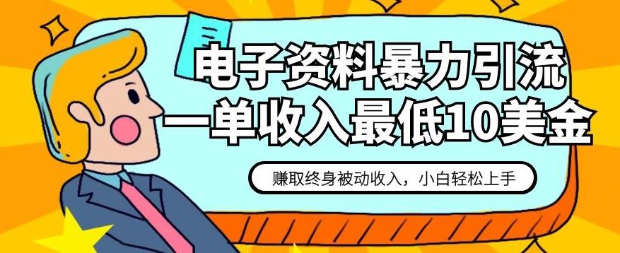 电子资料暴力引流，一单最低10美金，赚取终身被动收入，保姆级教程【揭秘】-木白网创