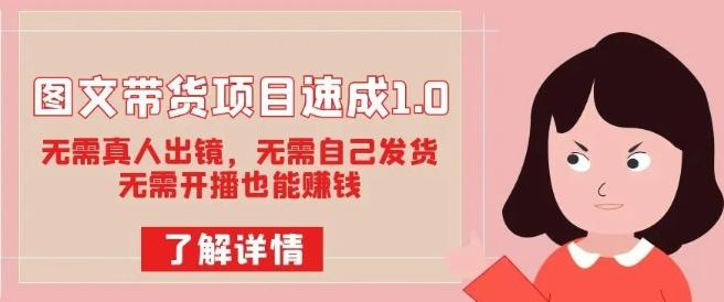 图文带货项目速成1.0：无需真人出镜，无需自己发货，无需开播也能赚钱！-木白网创