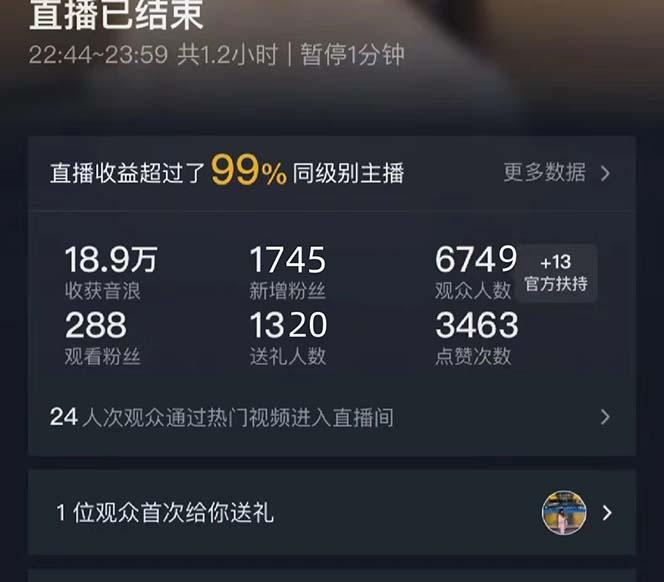 抖音美女直播，单场收益7000+,新手小白也可操作-木白网创