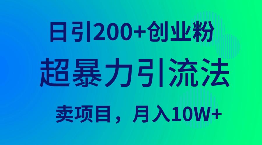 (9654期)超暴力引流法，日引200+创业粉，卖项目月入10W+-木白网创