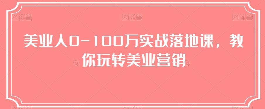 美业人0-100万实战落地课，教你玩转美业营销-木白网创