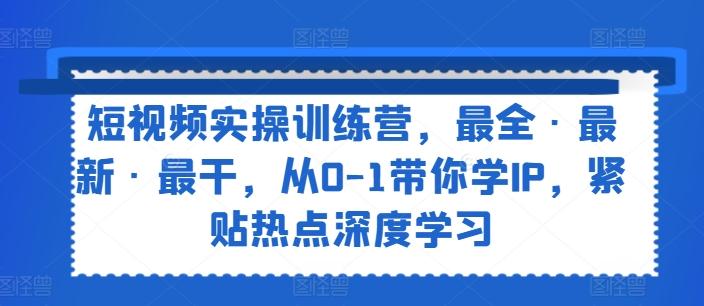 短视频实操训练营，最全·最新·最干，从0-1带你学IP，紧贴热点深度学习-木白网创