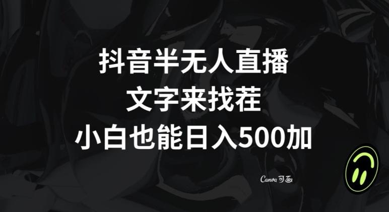 抖音半无人直播，文字来找茬小游戏，每天收益500+【揭秘】-木白网创