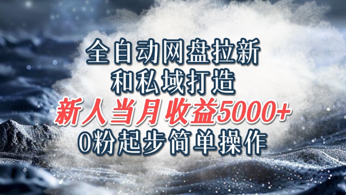 全自动网盘拉新和私域打造，0粉起步简单操作，新人入门当月收益5000以上-木白网创