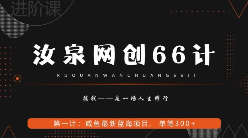 汝泉网创66计之第1计：闲鱼长期稳定项目，单笔变现300+-木白网创