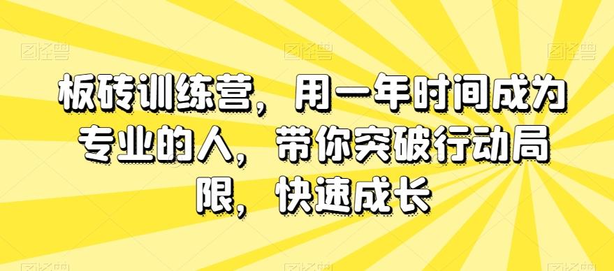 板砖训练营，用一年时间成为专业的人，带你突破行动局限，快速成长-木白网创