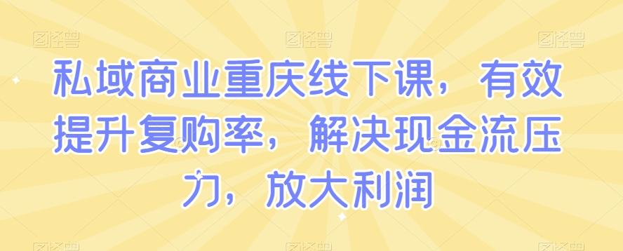 私域商业重庆线下课，有效提升复购率，解决现金流压力，放大利润-木白网创