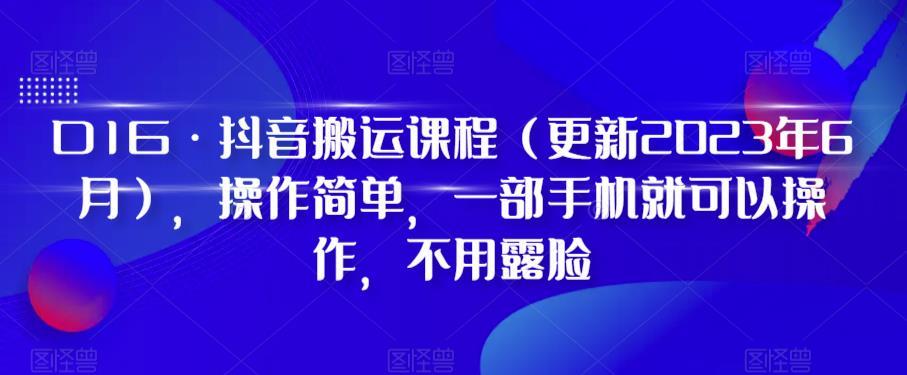 D1G·抖音搬运课程（更新2024年01月），操作简单，一部手机就可以操作，不用露脸-木白网创