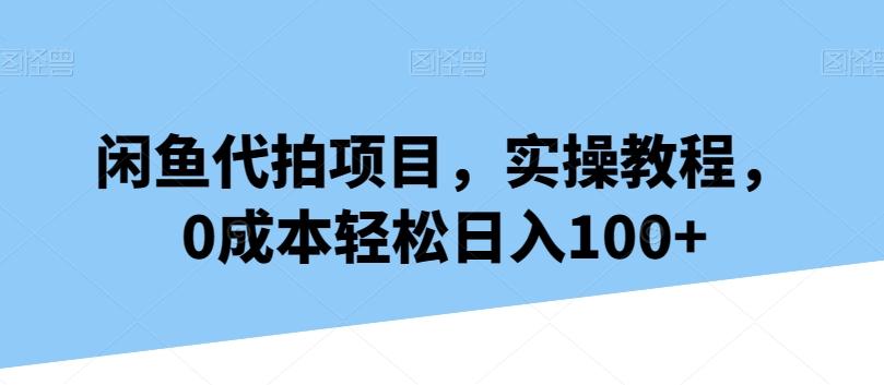 闲鱼代拍项目，实操教程，0成本轻松日入100+-木白网创