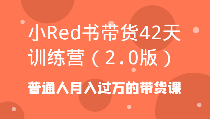 小Red书带货42天训练营(2.0版)普通人月入过万的带货课-木白网创