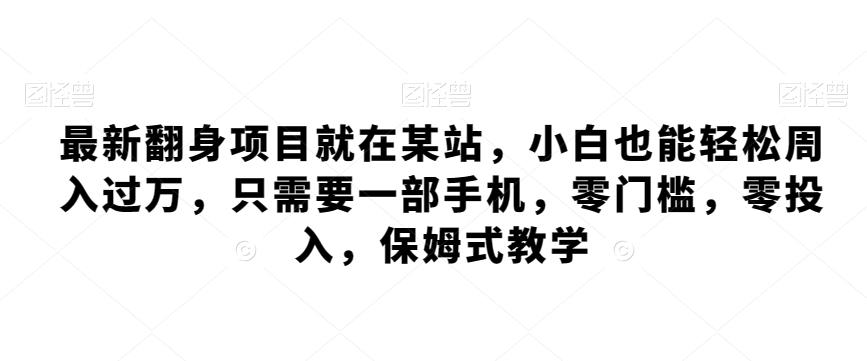 最新翻身项目就在某站，小白也能轻松周入过万，只需要一部手机，零门槛，零投入，保姆式教学-木白网创