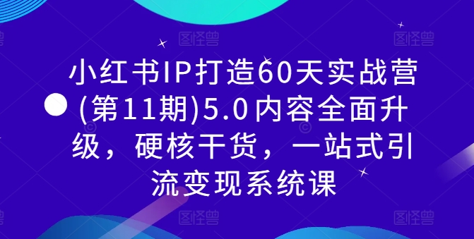 小红书IP打造60天实战营(第11期)5.0​内容全面升级，硬核干货，一站式引流变现系统课-木白网创