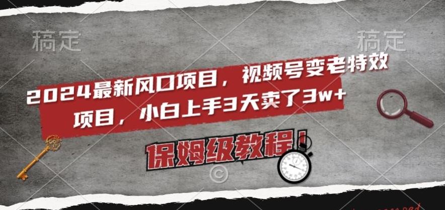 2024最新风口项目，视频号变老特效项目，电脑小白上手3天卖了3w+，保姆级教程【揭秘】-木白网创