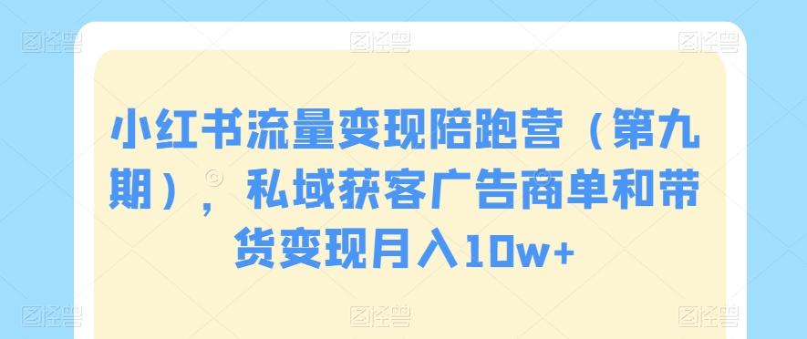 小红书流量变现陪跑营（第九期），私域获客广告商单和带货变现月入10w+-木白网创