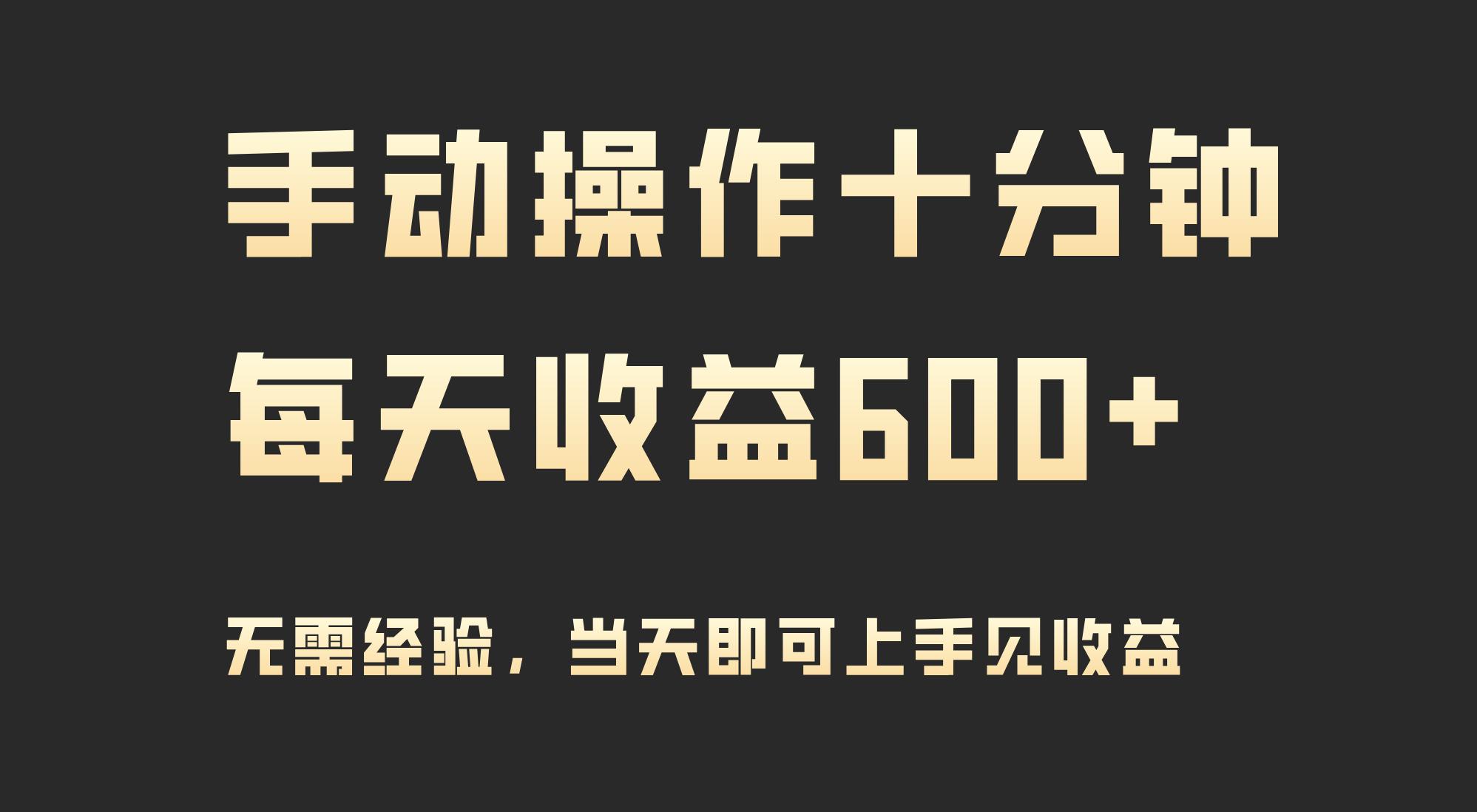 (9324期)手动操作十分钟，每天收益600+，当天实操当天见收益-木白网创