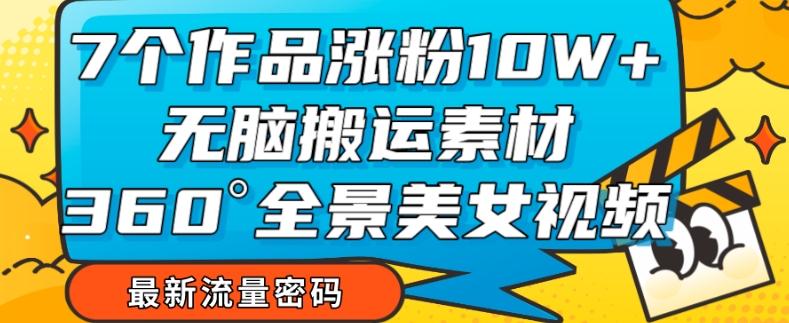 7个作品涨粉10W+，无脑搬运素材，全景美女视频爆款玩法分享【揭秘】-木白网创