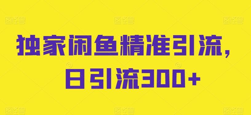 独家闲鱼精准引流，日引流300+【揭秘】-木白网创