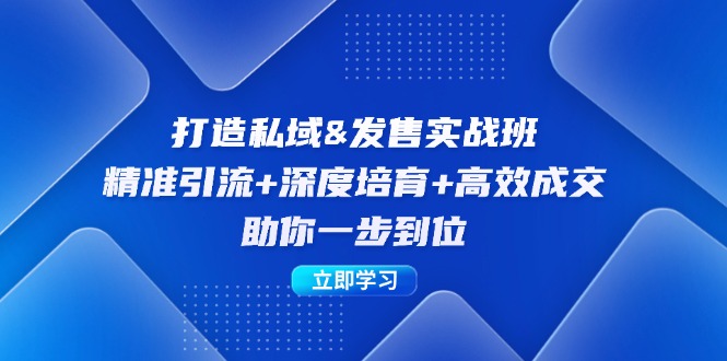 打造私域&发售实操班：精准引流+深度培育+高效成交，助你一步到位-木白网创