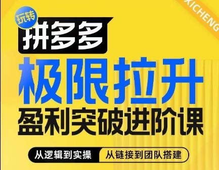 拼多多极限拉升盈利突破进阶课，​从算法到玩法，从玩法到团队搭建，体系化系统性帮助商家实现利润提升-木白网创