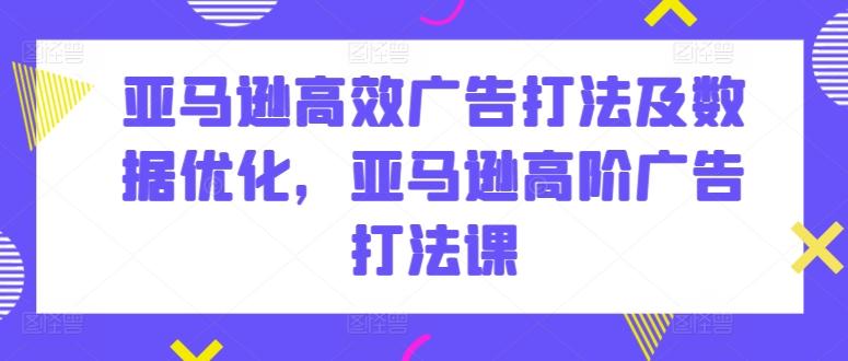 亚马逊高效广告打法及数据优化，亚马逊高阶广告打法课-木白网创