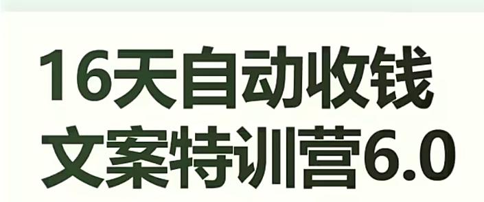 16天自动收钱文案特训营6.0，学会儿每天自动咔咔收钱-木白网创