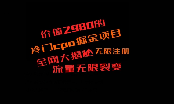 价值2980的CPA掘金项目大揭秘，号称当天收益200+，不见收益包赔双倍-木白网创