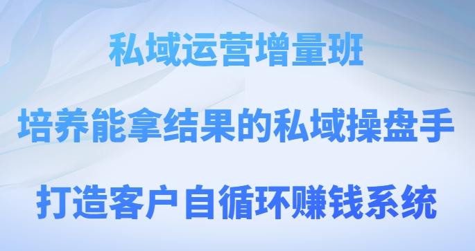 私域运营增量班，培养能拿结果的私域操盘手，打造客户自循环赚钱系统-木白网创
