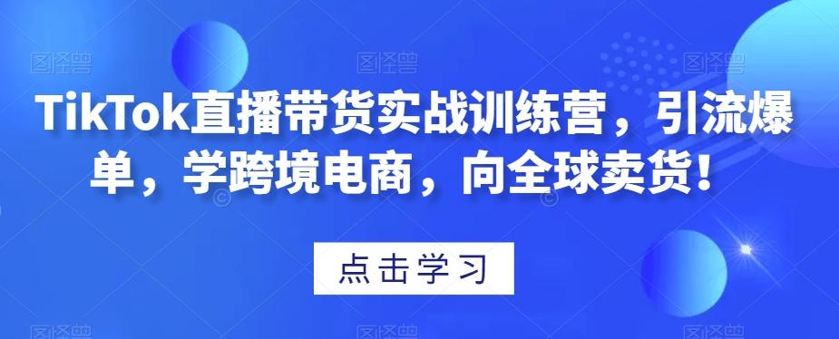 TikTok直播带货实战训练营，引流爆单，学跨境电商，向全球卖货！-木白网创