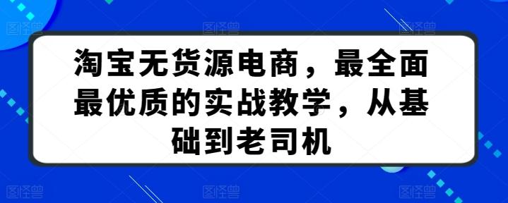 淘宝无货源电商，最全面最优质的实战教学，从基础到老司机-木白网创