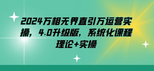 2024万相无界直引万运营实操，4.0升级版，系统化课程 理论+实操-木白网创