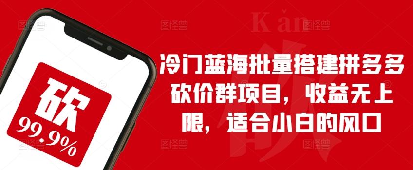 冷门蓝海批量搭建拼多多砍价群项目，收益无上限，适合小白的风口【揭秘】-木白网创